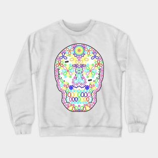 Colorful Skull de Los Muertos on White Crewneck Sweatshirt